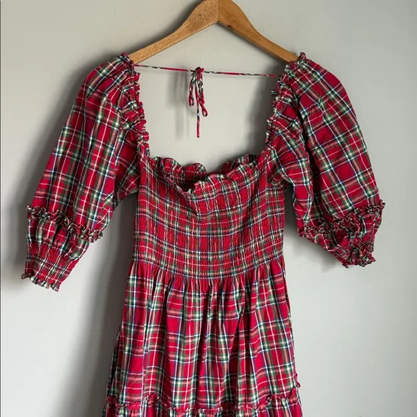 Hill House Red Tartan Nesli Nap Dress XS - Image 10