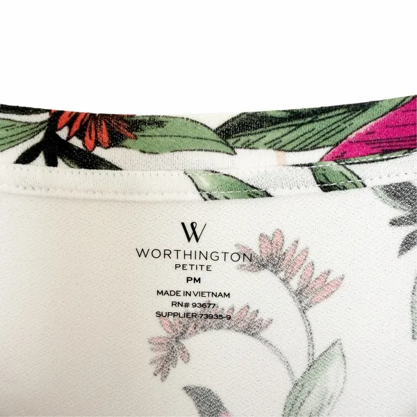 Worthington White Floral 1/2 Sleeve Blouse Sz PM - Image 3