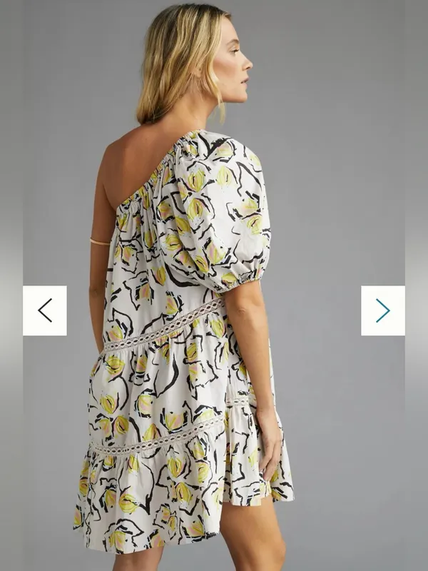 New Velvet by Graham & Spencer One-Shoulder Floral Mini Dress Size XL - Image 2