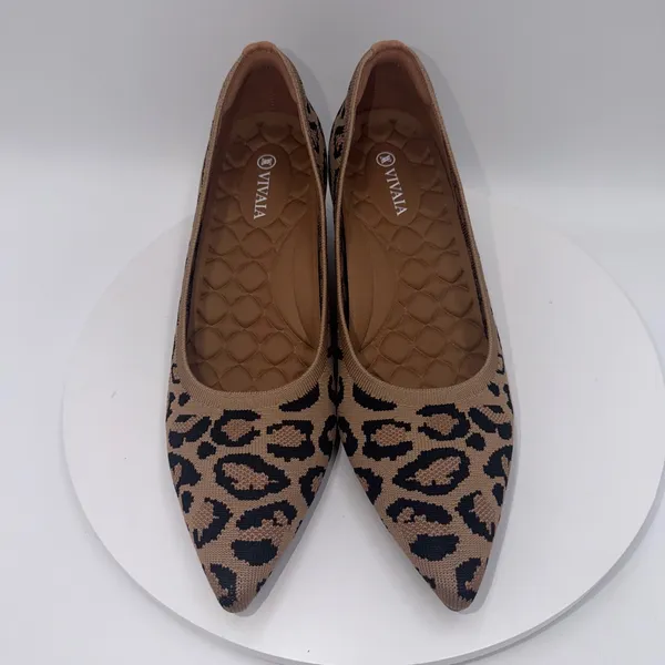 Vivaia Leopard Print Knit Pointed Toe Wedge Pumps Brown Black Size 40.5/9-9.5 - Image 4