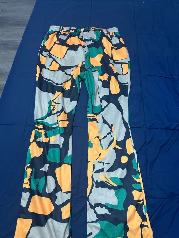 Multi-Color Camo / Abstract Print Casual Flare Pants - Image 2