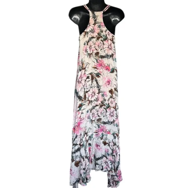 Plenty by Tracy Reese Floral Maxi Dress Sz XS Pink White Boho Gypsy Flowy‎ Sheer - Image 3