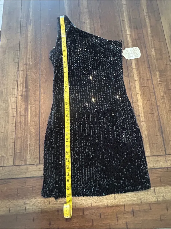 Altar’d State Black Sequin One Shoulder Cocktail Dress Size Small NWT - Image 8