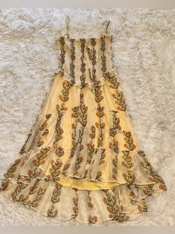 NEW Free People Alejandra Smocked Bodice Tiered Sundress cloud combo sz L - Image 5