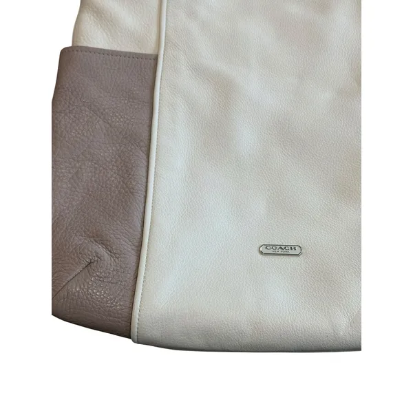 Coach Park Colorblock Leather Hobo Shoulder Bag Parchment Putty F31304 Silver - Image 3