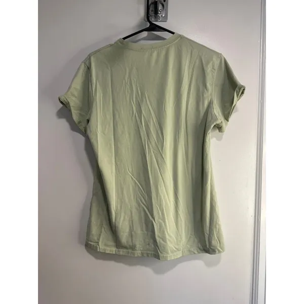 Harley Davidson Biker Graphic T-Shirt Sz:M Sage Green Distressed Cotton Tee - Image 2
