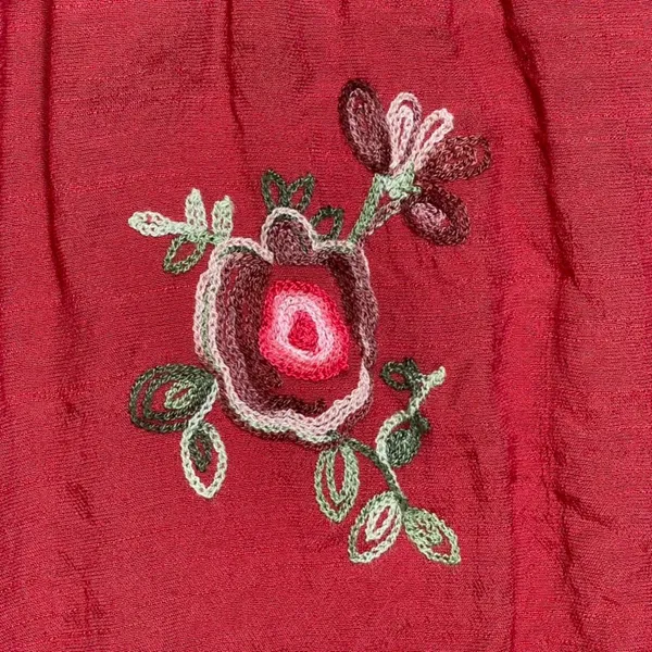 Fig & Flower | Red Floral Embroidered Peasant Top | Large - Image 7