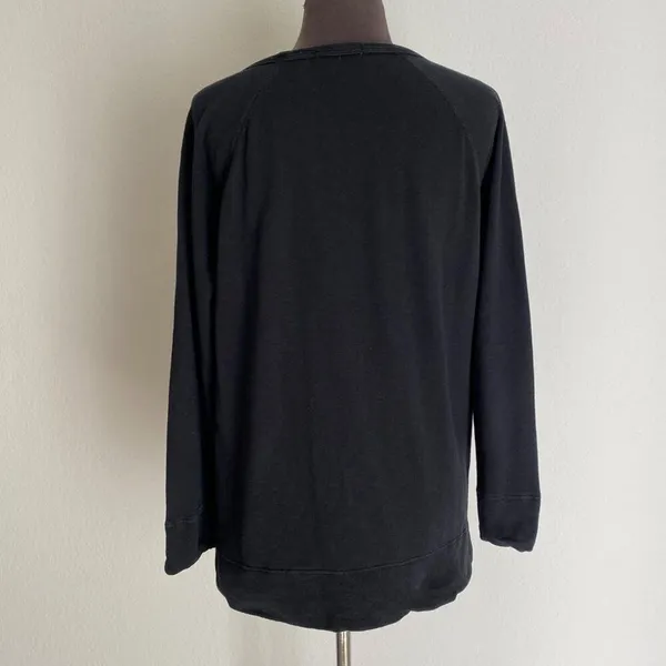 James Perse Cotton Relaxed Clean Raglan Sleeve Supima Pullover Sweatshirt Black‎ - Image 7
