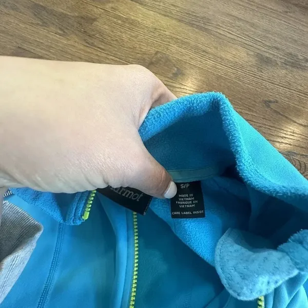 Marmot Blue Full Zip Jacket Windbreaker Fleece Lined Womens Small - Image 13