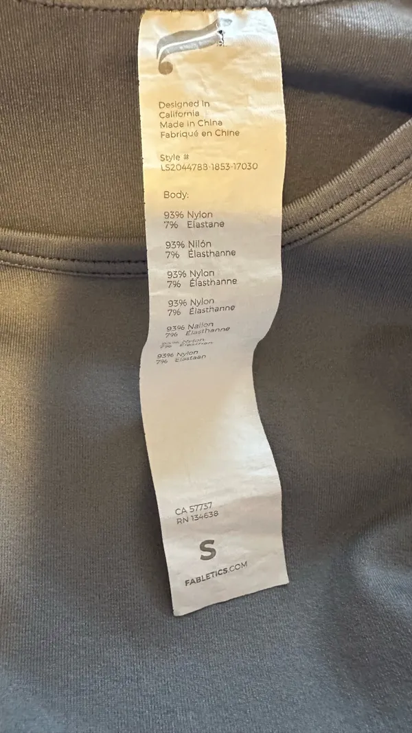 Fabletics Steel Grey Long Sleeve Workout Top – S - Image 5