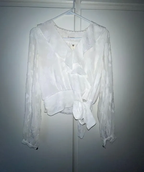 Anthropologie White Long Sleeve Blouse - Image 2