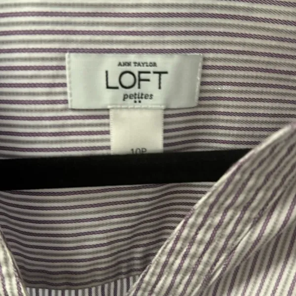 Ann Taylor LOFT Dress Shirt Long Sleeve Blouse Striped Button Up 10 Petite 10p - Image 6