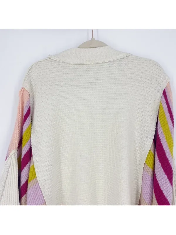 Free People Susie Swit Oversized Pullover Sweater M Mockneck Colorful Striped - Image 10
