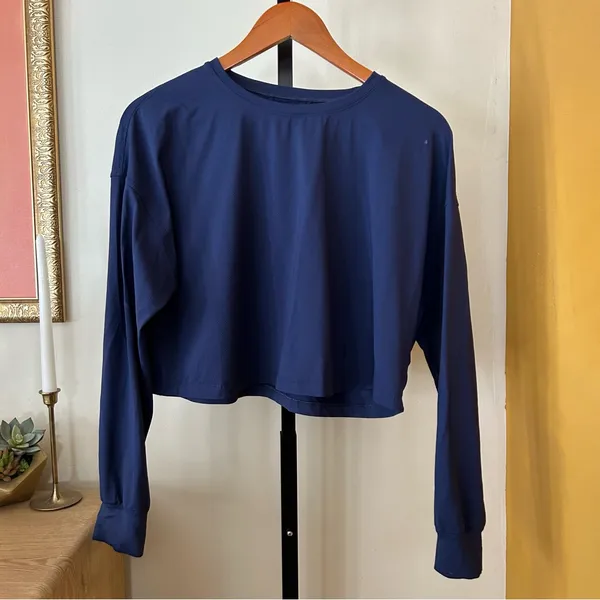 Lululemon Muscle Love Long Sleeve Shirt Cropped Tee T-Shirt‎ Navy Blue Size 12 - Image 3