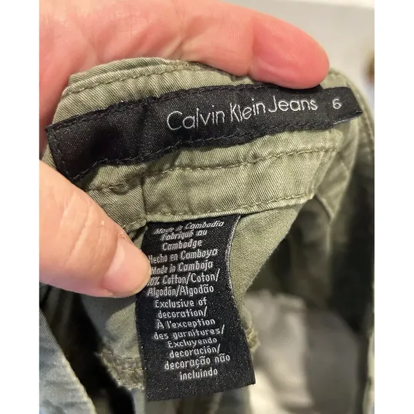 Calvin Klein Jeans Womens‎ Size 6 Olive Green Cargo Shorts Cotton Drawstring Hem - Image 7