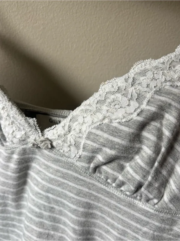 Gilly Hicks White and Grey Striped Cami Tank Top - Image 3