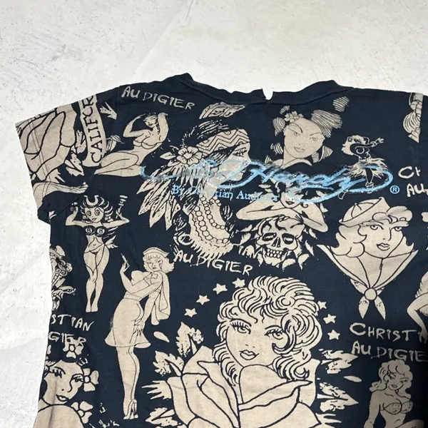 Ed Hardy Women's Tiger Mini AOP T Shirt Dress Fitted Crew Neck Y2K SZ M RARE - Image 10