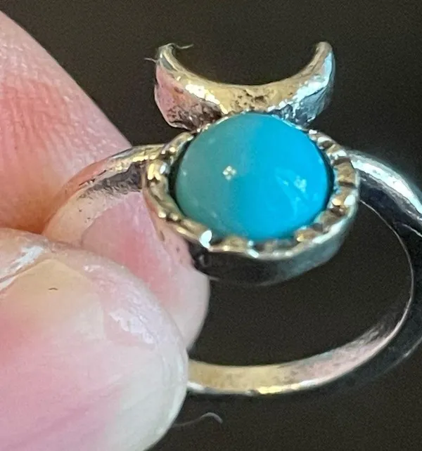 The Moon Turquoise stone moon ring size 4 - Image 8
