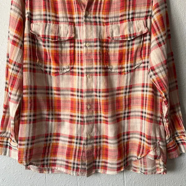 Golden TNA Plaid Gauzy Cotton Shirt Womens Small Western Country Rodeo Cowgirl - Image 5