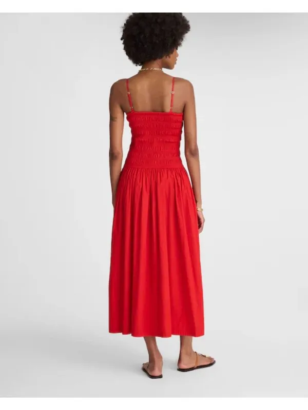 NWT Madewell Poplin Smocked Maxi Dress in Festival Red - Size: Large - Image 8