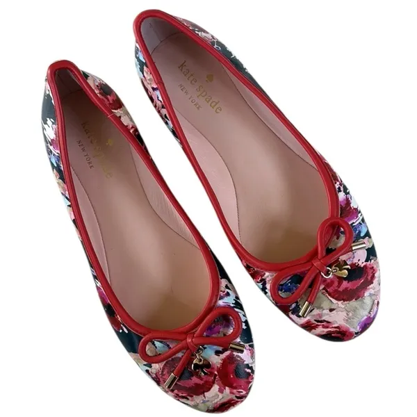 EUC Kate Spade Willa Leather Flats Floral Size 6 - Image 2