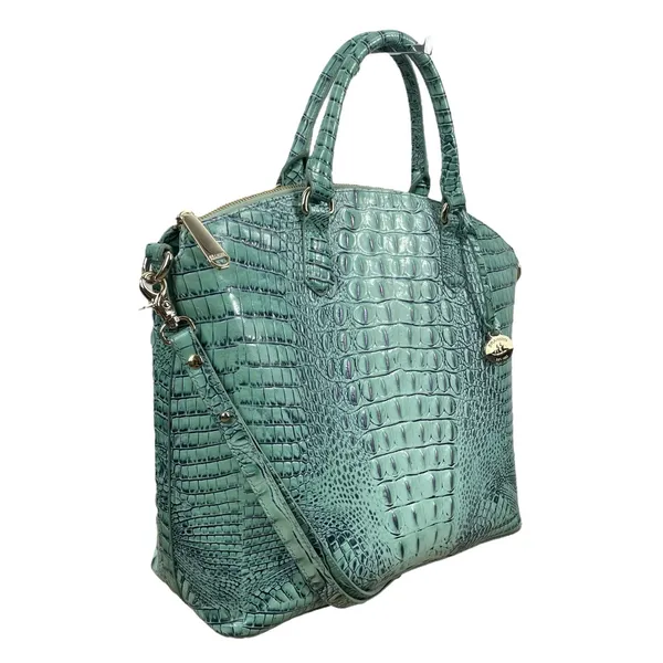 Brahmin Large Duxbury Satchel Bag Biscay Melbourne Blue Green Leather Croc - Image 4