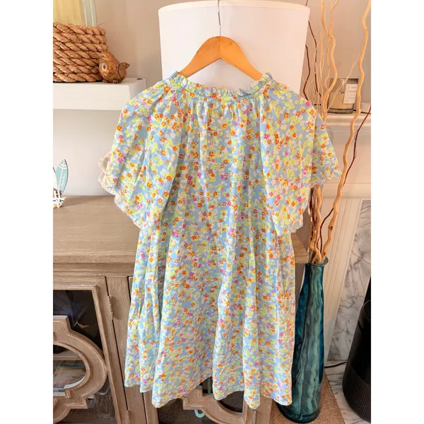 Roller Rabbit Floral Mini Dress Womens Blue Small - Image 3