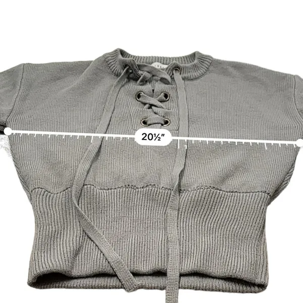 Urban Outfitters Lioness Gray Chunky Lace Up Knit Long‎ Sleeve Sweater Sz S - Image 10
