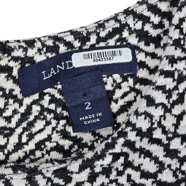 Lands End Sleeveless‎ Ponte Pencil Dress Black White Patterned Career Casual 2 - Image 4