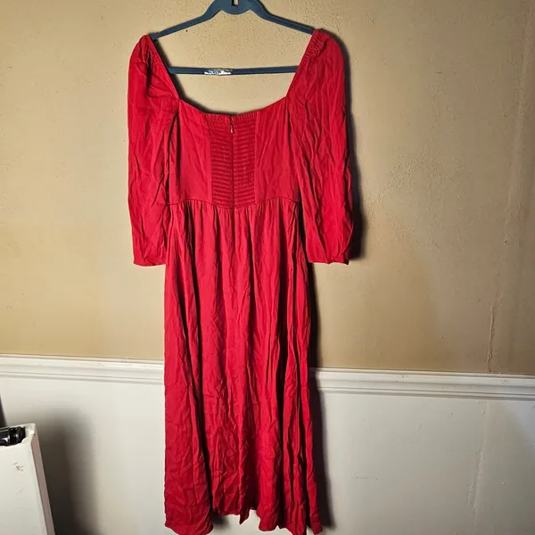 Reformation Womens Red Smocked Back Midi Dress‎ 0 - Image 2