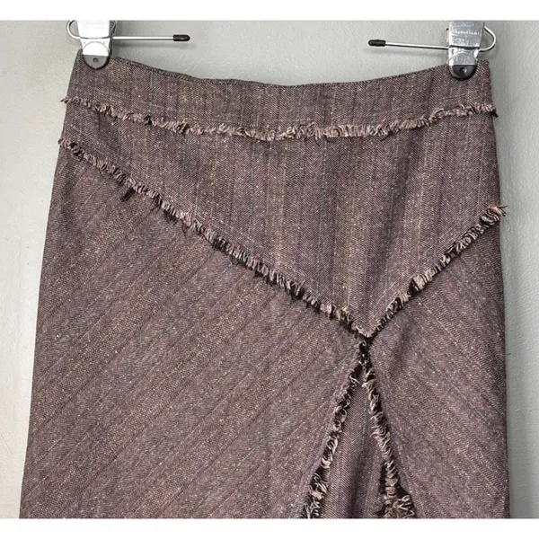 Urban Woman TEX Tweed Skirt Fits Size 6 Purple Fringe Wool Academia Career Y2K - Image 2