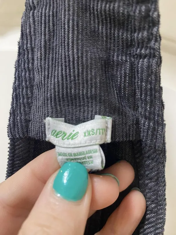 Aerie Overalls Womens XXS Gray Corduroy Square Neck Bib Pockets Casual Relaxed - Image 4
