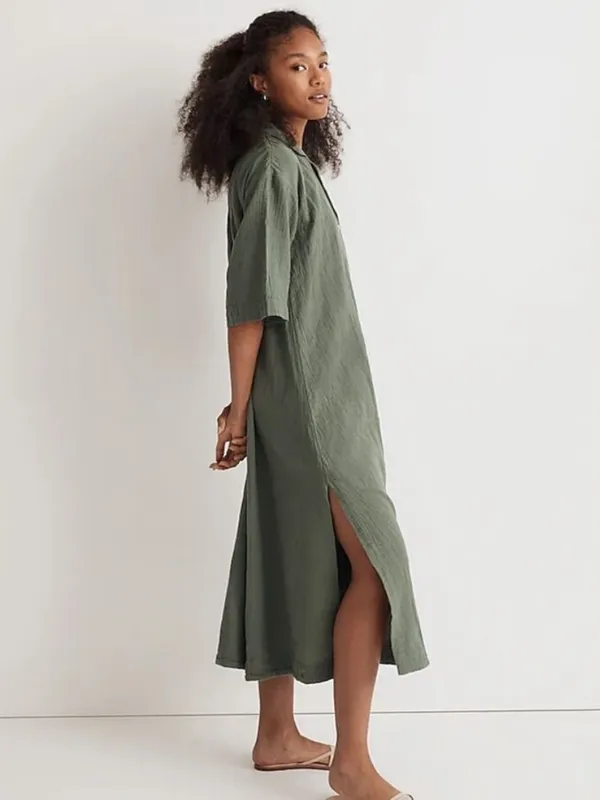 Madewell Lightestspun Cover-Up Maxi Shirtdress Sage Green Medium - Image 2