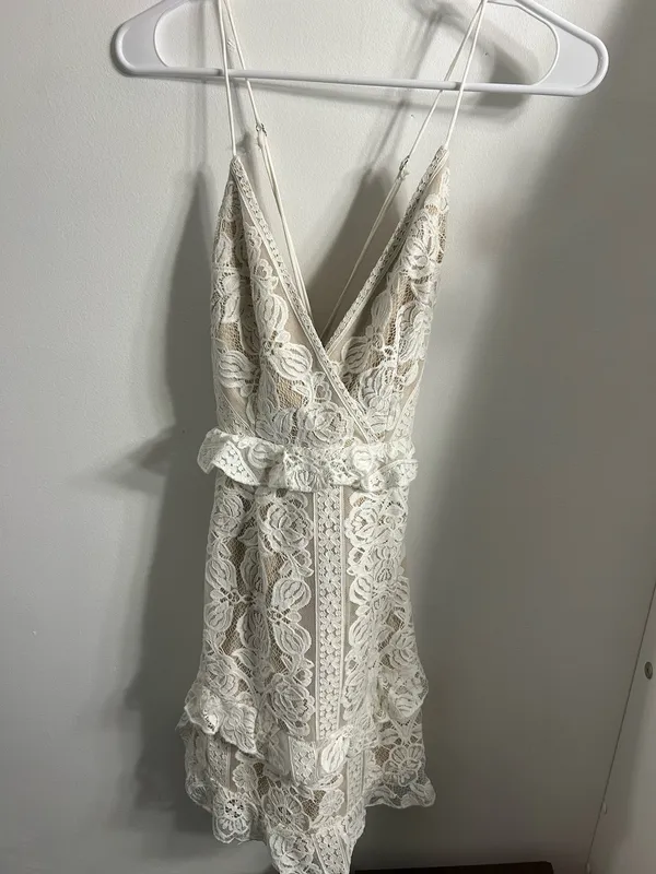 Showpo White Lace Mini Dress - Image 2