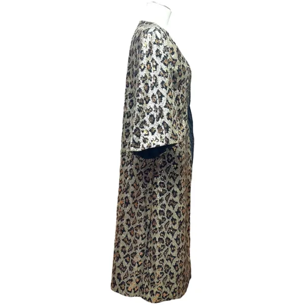 L&B Open Front Mid Length Kimono Leopard Sequin Small - Image 5
