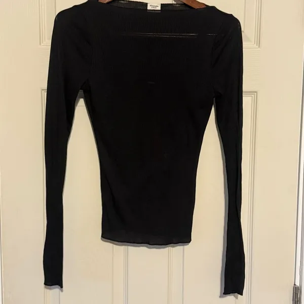 ABERCROMBIE AND FITCH‎ Long Sleeve Tee Tank Built In Black size Small - Image 2
