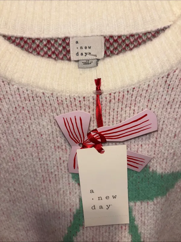 A New Day…Soft White And Pink Knit Pull Over Sweater With Red Cherry Graphic Nwt - Image 4
