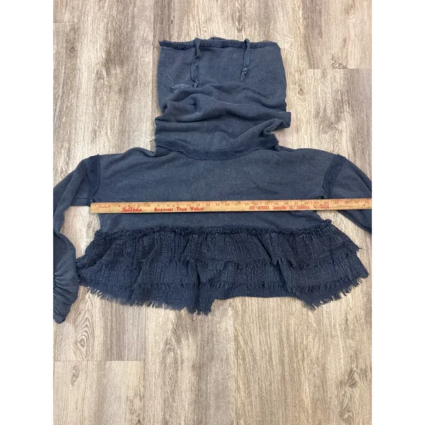 Free People Playing in Plaid Pullover Cowl Neck‎ Fringe Sweatshirt Size Small - Image 5