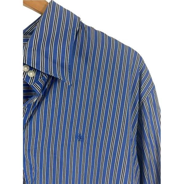 Ralph Lauren Womens 3xl Blue Monogram Dress Shirt Button Down Striped Old Money - Image 6