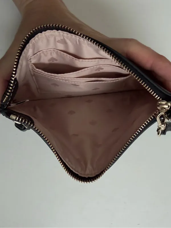 Kate Spade Patrice Wristlet Leather Double Zip Pockets Credit Card Slots Black - Image 12