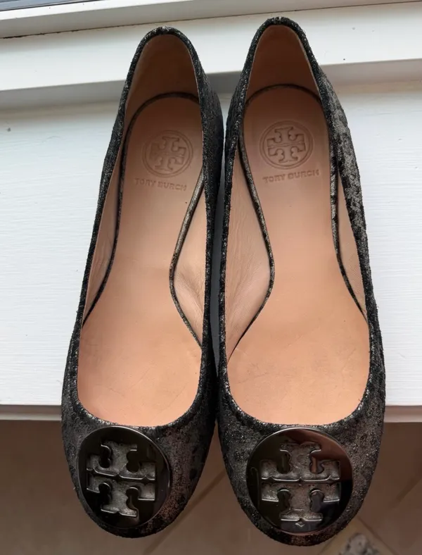 Tory Burch Luisa Anthracite Leopard Metallic Ballet Flats - Image 6