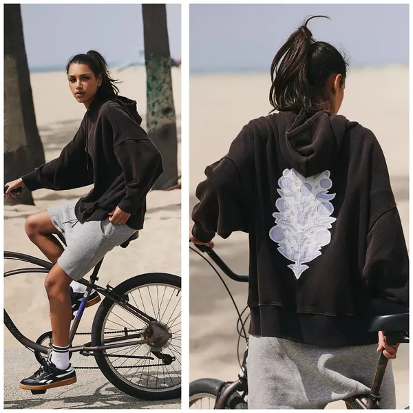 Free People Movement Sprint To The Finish Logo Hoodie Sweatshirt Size Medium - Image 3