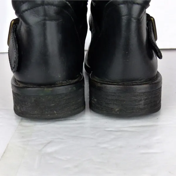 Steve Madden Buck Boots Womens 7.5 Black Leather Triple Buckle Moto Biker Y2K - Image 7
