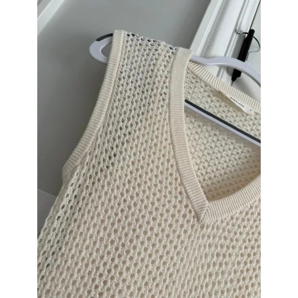 Everlane NWOT Lace Knit Maxi Sweater Dress W/Slip Bone Small Organic Cotton - Image 8