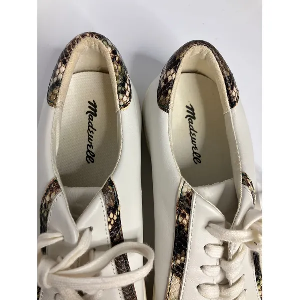 Madewell Sidewalk Low Top Sneakers Womens 8.5 White Excellent Snakeskin MA521 - Image 4