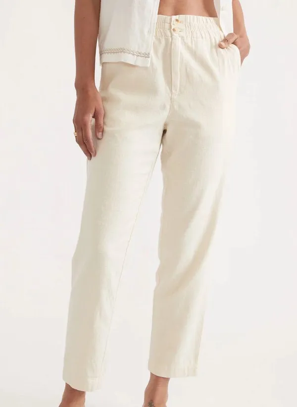Marine Layer Elle Crop Pants Cotton Ivory - Image 2