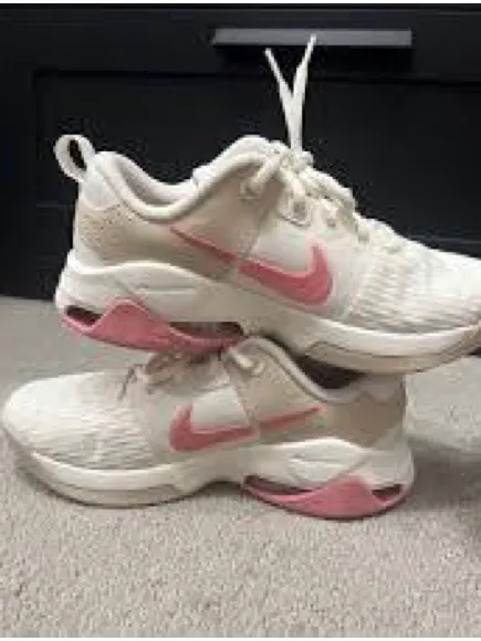 Nike White Sneakers with Coral Swoosh - Image 2