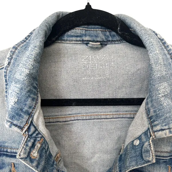 ZARA Z1975‎ Faded Distressed Denim Jacket Large - Image 4
