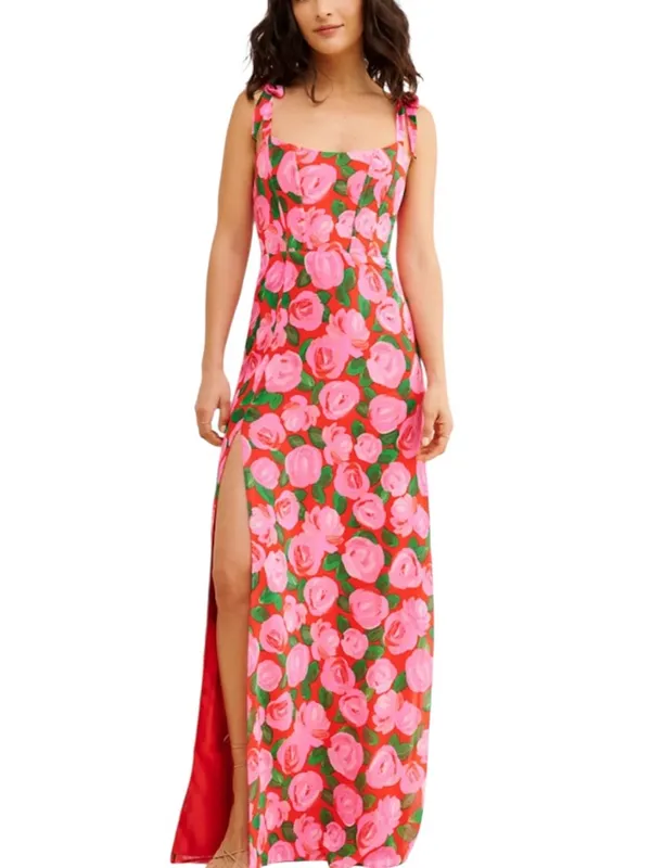 Show Me Your MuMu Willow Floral Maxi Dress Summer Pink Red Flowers Wedding Guest - Image 3