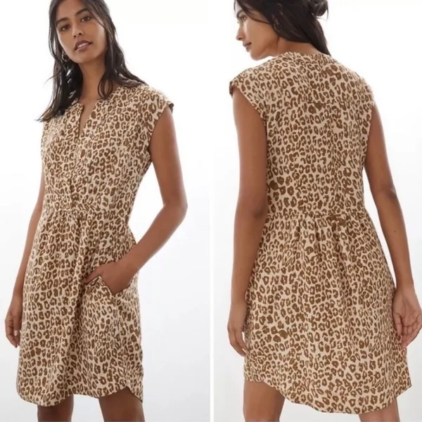 Anthropologie Pilcro leopard print cheetah dress Sz S‎ - Image 2